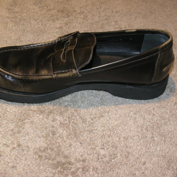 $1050 GUCCI Jordaan Horsebit Penny Brixton Loafers Brown  Gucci Script Dark Chestnut Brown Leather Penny Loafers Size 9